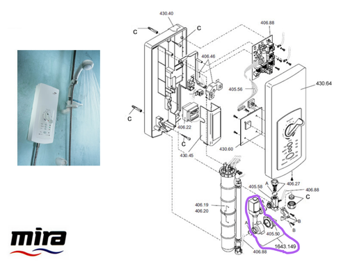 Mira Advance Spare Flow Valve Assembly 4.1643.149 - Picture 4 of 4