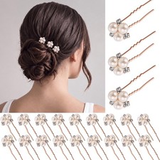 18 Pcs Pearl Hair Pins Wedding Brides Hair Accessorie,Rose Gold