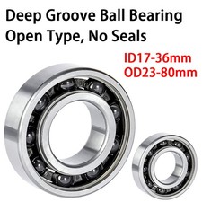 Bearing Steel Deep Groove Ball Bearing, Open Type, No Seals ID17-36mm OD23-80mm