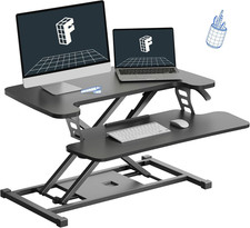 FLEXISPOT Standing Desk Converter 28" Wide Height Adjustable Sit 28", Black