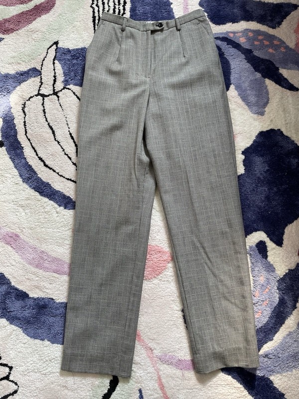 Pendleton 100% virgin wool glen plaid trousers black grey women's size 4