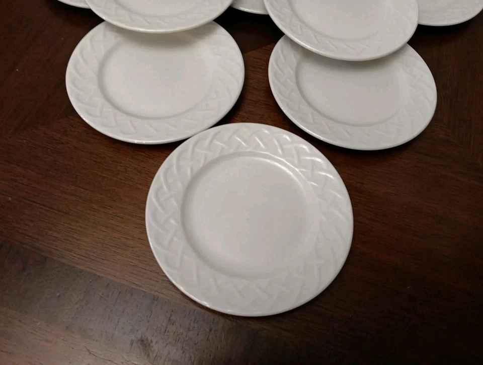 8 件套 Oneida PICNIC Off 白色 6 1/8 英寸面包盘。 篮子编织 — 第 4/4 张图片