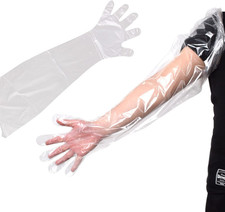 50Pcs Disposable Plastic Veterinary Insemination Rectal Long Arm Gloves for Fiel