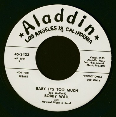 Bobby Wall - Baby It's Too Much - Tennessee Tom Cat (7inch, 45rpm) - Singles ...