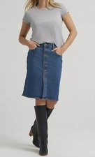 NEW Lee Heritage Midi Denim Jean Skirt 18 Snap Front Y2K Western