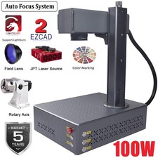 100W JPT Auto Focus Fiber Laser Engraving Marking Machine Color Marker Engraver