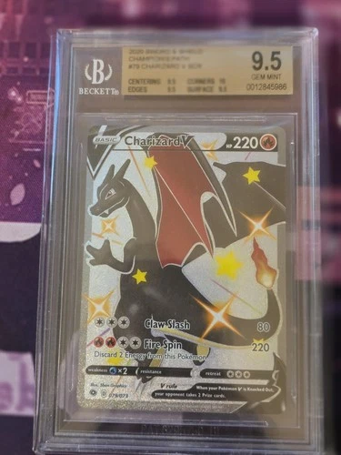 Pokemon Champions Path Shiny Charizard V Secret Rare 79/73 Beckett 9.5 GEMMINT