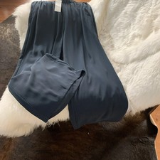 NWT Eileen Fisher Deep Adriatic Silk Georgette Crepe Wide Ankle Pant Size 2X