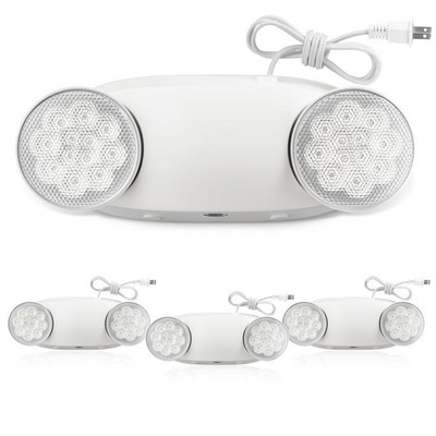 4 Pack Emergency Lights with Battery Backup, AC 120V, Two Head Adjustable, LED E