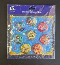 TDR TDS Tokyo Disney Sea 15th Anniversary Can Badge Set Wishes