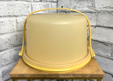 Tupperware Vintage Round Cake Carrier Keeper Container Handle 684 Harvest Gold