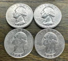 Lot 90% Silver Washington Quarters 4 Diff $1 FV Face Value Coins NO RESERVE