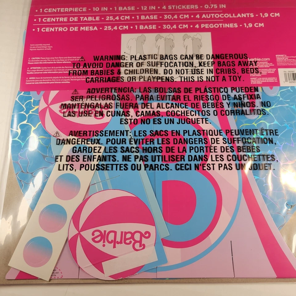 Barbie Centerpiece Table Decor - Malibu Beach Theme Party 10” with Palm Trees - Image 3 of 4