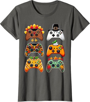 Thanksgiving Skeleton Zombie Gaming Controllers Ladies' Crewneck T-Shirt