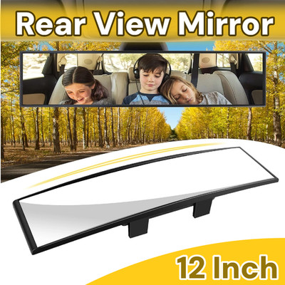 Rear View Mirror, 12 Inch Panoramic Rearview Mirror, Interior Clip-On Wide Angle