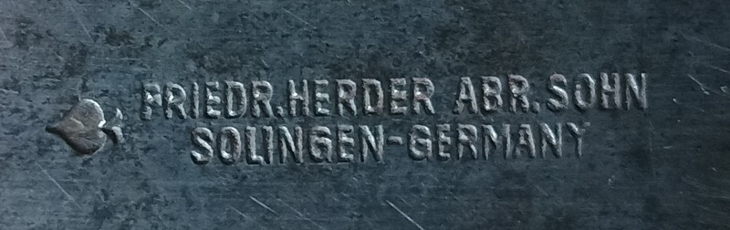 FRIEDR.HERDER ABR.SOHN, SOLINGEN, GERMANY Med/large BOWIE HUNTING KNIFE & SHEATH