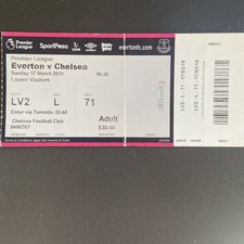 Everton v Chelsea(Premier League 2018/19) 17/3/2019 Match Ticket