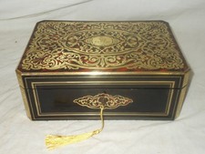 ANTIQUE VICTORIAN c1850 PALAIS ROYAL FRENCH BOULLE WORK SEWING JEWELLERY BOX