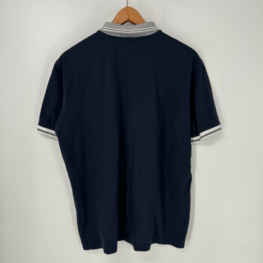 Emidio Tucci Polo Shirt Mens 8 Blue Short Sleeve Cotton Zip Up View 5
