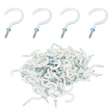 Septe 100 Pcs 3/4 inch Ceiling Cup Hooks Screw for Inch, White
