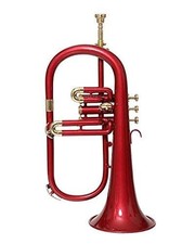 FLUGEL HORN Bb PITCH 3 VALVE RED COLOR /LACQUERED WITH FREE hard CASE AND MP