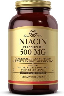 Solgar Niacin (Vitamin B3) 500 mg, 250 V Caps EXP:4/2027