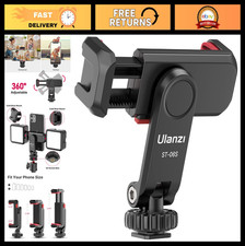 Universal Smartphone Tripod Mount Adapter with 2 Cold Shoe, 360 Rotating Clip f