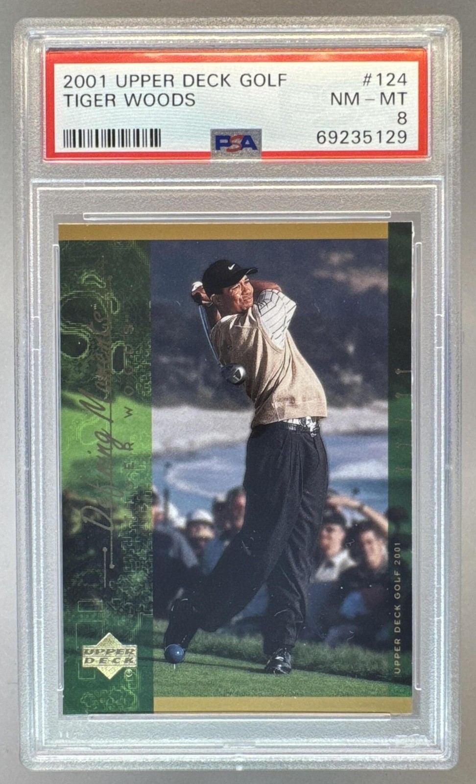 69235129 Tiger Woods 2001 Upper Deck #124 Rookie RC PSA 8 view 1