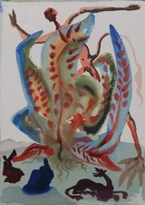 Salvador DALI: Purgatorio 23, GRAVURE Originale, DIVINA COMMEDIA, 1960