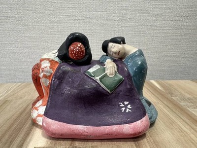 Shunga Erotic Hakata Doll Hidden Picture Kutani? Edo Couple Kotatsu Antique TH88