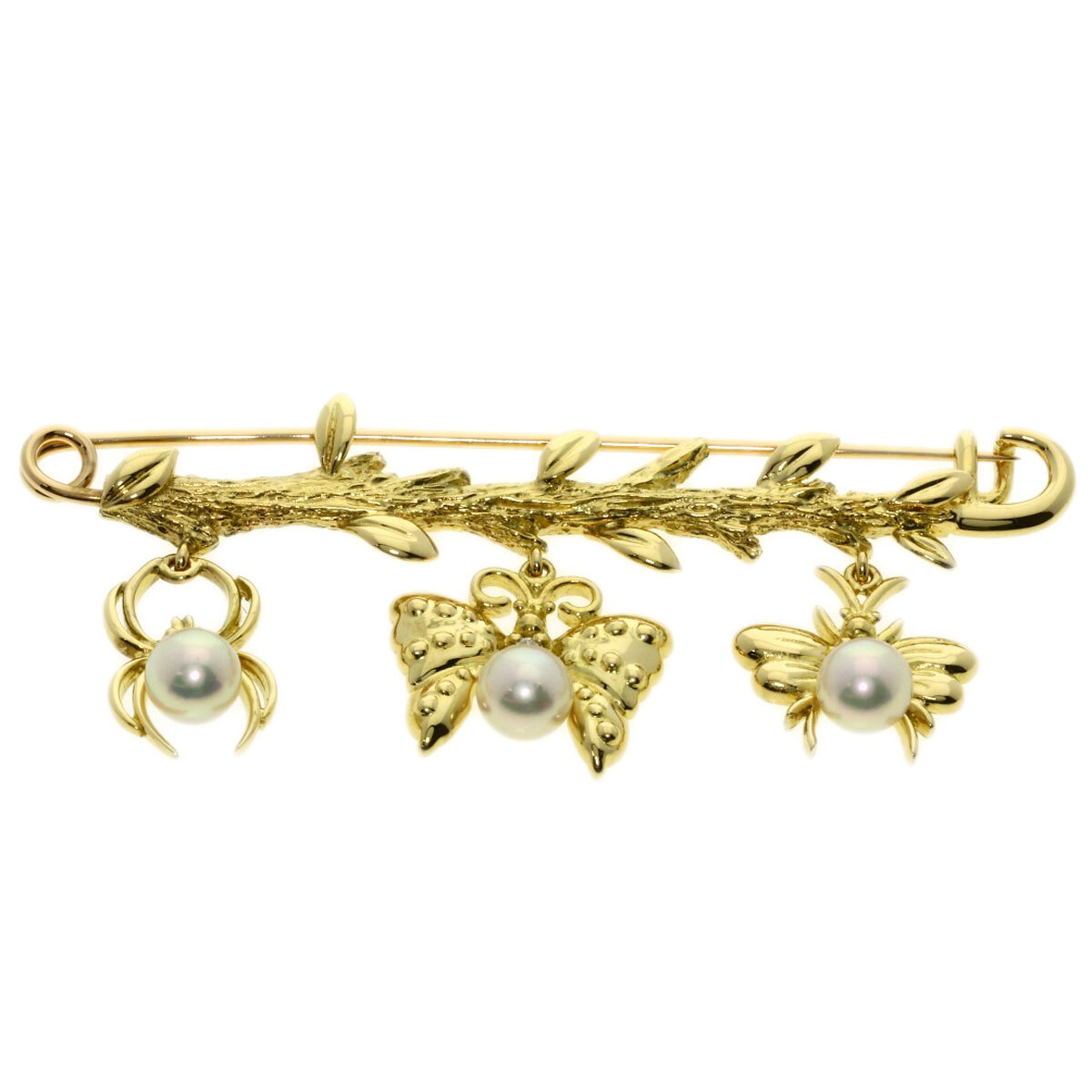 MIKIMOTO   Brooch Pearl PearlDiamond K18 Yellow Gold