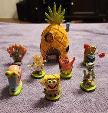 Lote Figuras Acuario Bob Esponja Pantalones Cuadrados Piña Casa Pecera Decoración