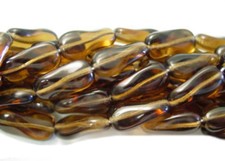 25 Exquisite Smoky Topaz Czech Glass Swirl Beads