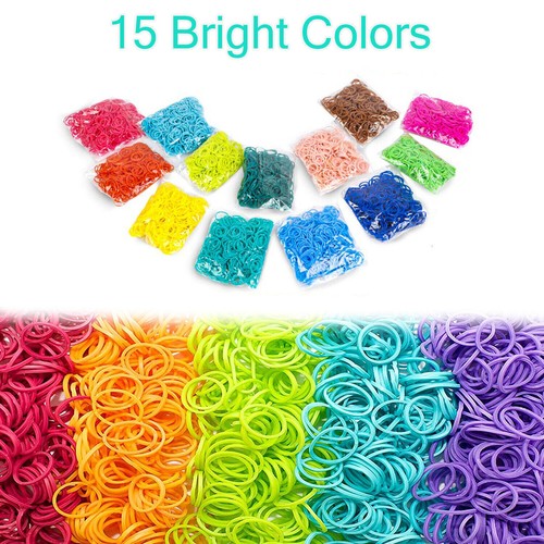 LOOM BANDS ASSORTED BRACELET MAKING MULTI COLOUR 600-15000 RUBBER DIY KIDS UK - Picture 2 of 65