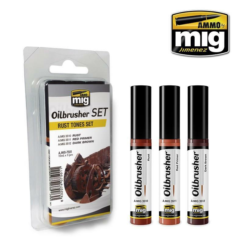 Ammo by Mig Oilbrushers Set - Rust Tones Set - 3 x Oilbrushers - A.MIG-7501