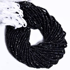 Natural Black Tourmaline Gemstone Round Shape Faceted Beads 4mm Strand 13" GB545