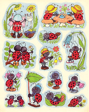 Vintage Hallmark Ladybugs Sticker Sheet 1970's Good Cond FREE SHIP w/ min purch