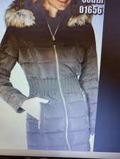 Laundry By Shelli Segal Faux-fur-trim Hooded Puffer Coat(us Size S) Uk Size 8-10