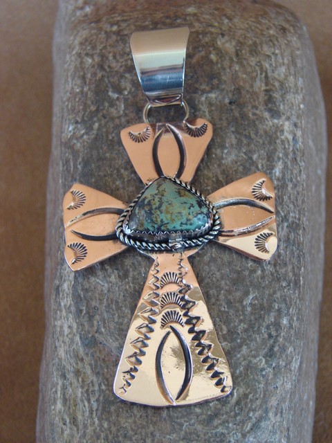 Native American Jewelry Copper Turquoise Pendant by Jackie ...