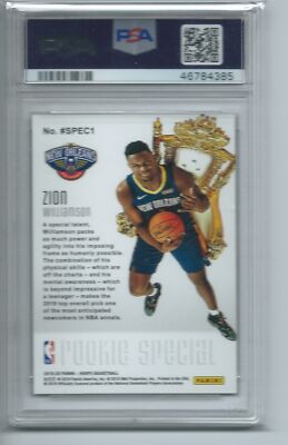 ZION WILLIAMSON 2019-20 PANINI NBA HOOPS ROOKIE SPECIAL RC #1 PSA