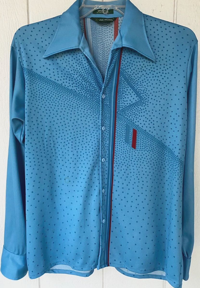 トップス 70s VAN HEUSEN open color shirt 1970's Van Heusen Blue Shirt – 3rd Stone Vintage