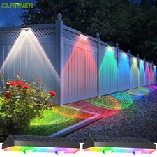 Solar Fence Lights Outdoor Dusk to Dawn LED Deck Garden Patio Wall Railing Lamps