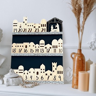Wooden Christmas Calendar Christian Holiday Decor Countertop Religious Sign Home