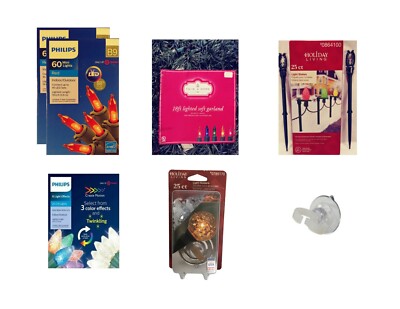 Bundle Lot of Christmas Decoration Items, String Lights, Garland & Accessories.