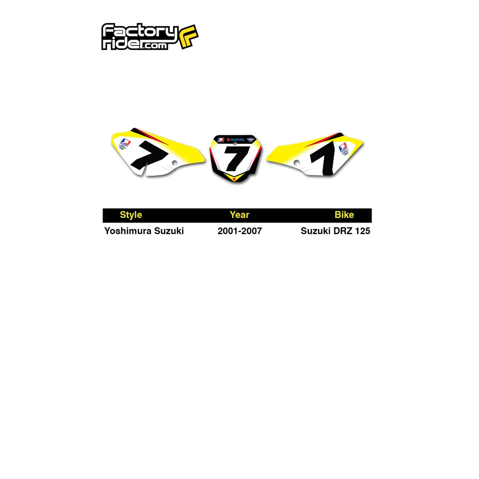 2001-2007 YOSH SUZUKI DRZ 125 Мотокросс Наклейка Грязь Велосипед Графический Комплект и Пластины - Изображение 4 из 4