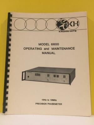 Krohn-Hite 1Hz - 10 MHz Precision Phasemeter 6600 Operating & Maintenance Manual