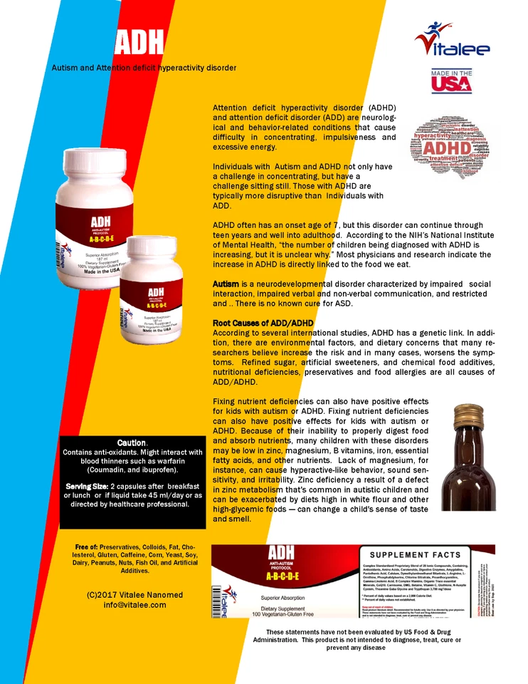 ADH-Autismo y Déficit de Atención Neuro Trastorno Pack (3X60ct) Foto 4 de 4