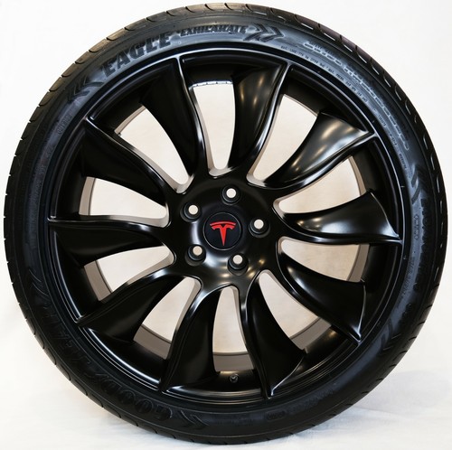 Tesla Model Y 20" (20 inch) True Turbine Wheel Tire Set w/TPMS Satin Black (Set) - 第 3/11 張圖片