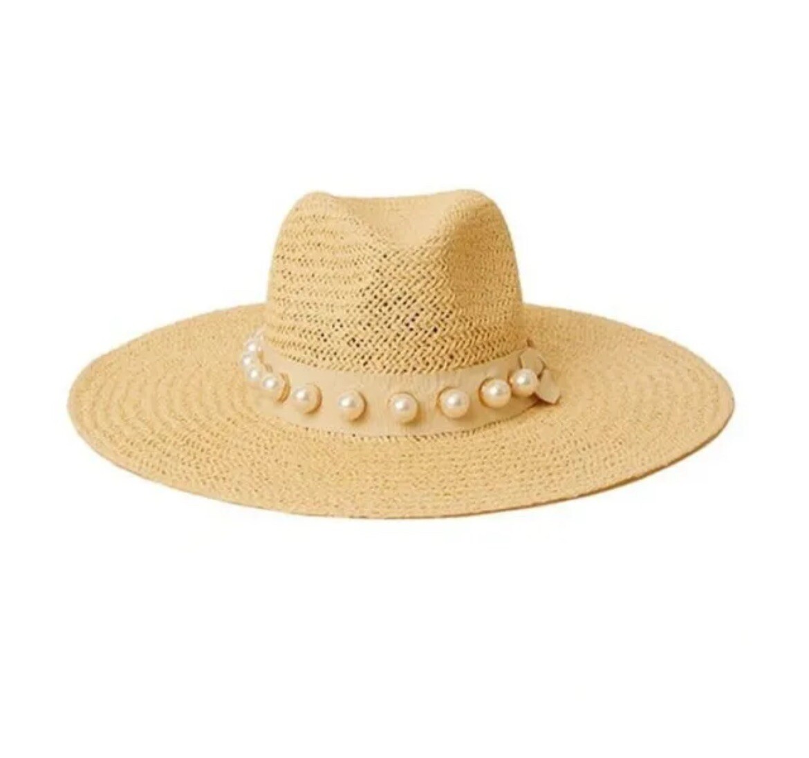 Pearl-Embellished Cream Wide-Brim Women\'s Hat BTB Los Angeles. s-l1200.jpg main image 3