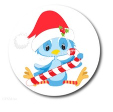 Christmas Blue Bird w/Candy Cane Scrapbook Stickers Holiday Envelope Seals